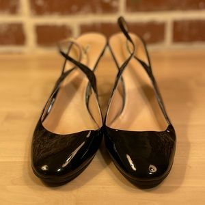 Miu Miu BlackPatent Leather Slingback Heels Sandals Shoes US 11
